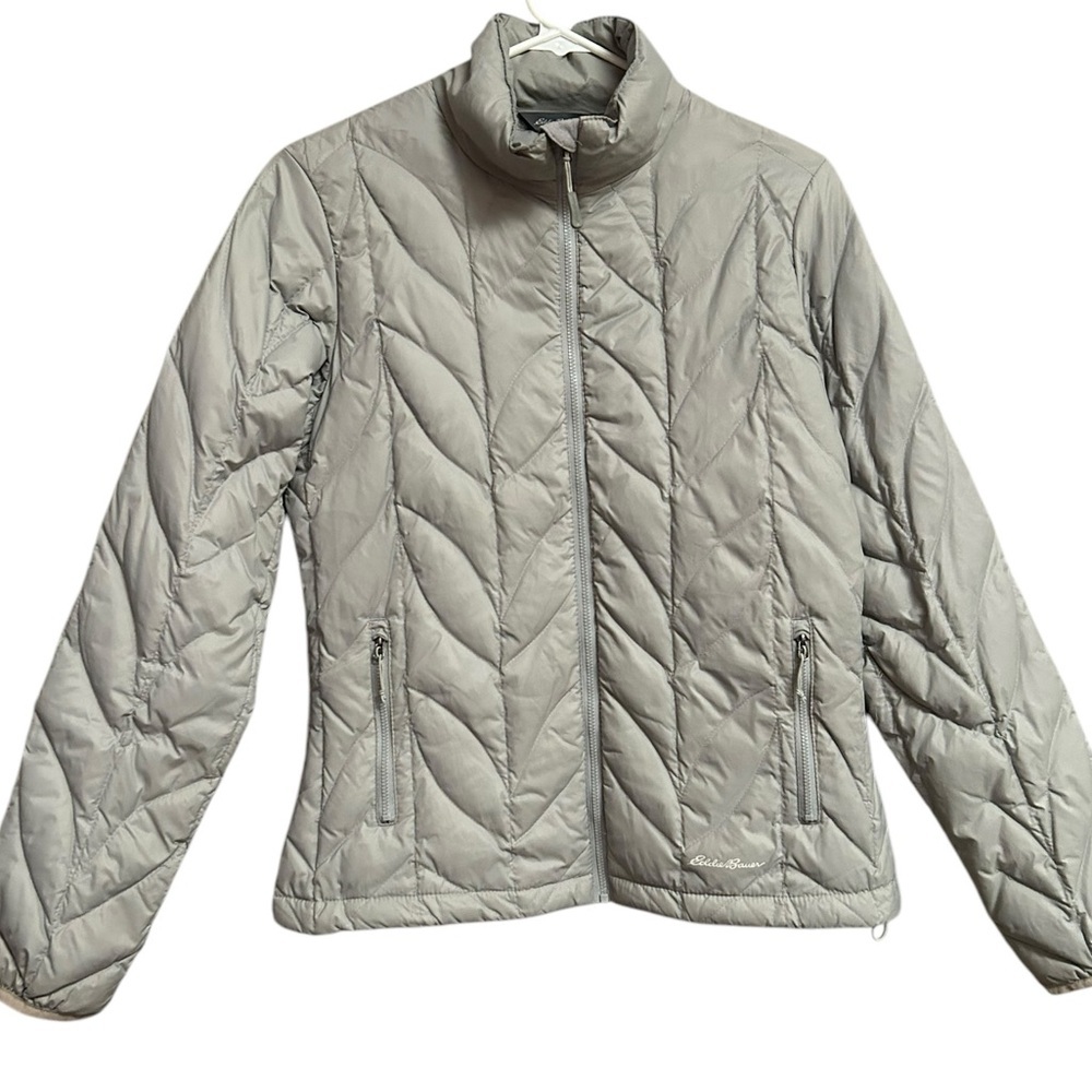 Eddie Bauer Womens Jacket‎ Coat Small Gray Quilted Goose Down Puffer Packable